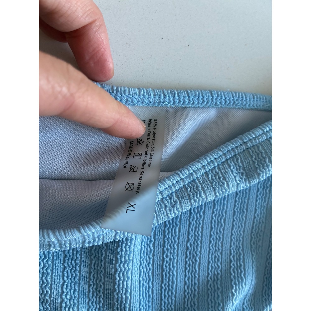 Light Blue Textured High Waisted Bikini Set Women's‎ Size XL - Picture 2 of 4